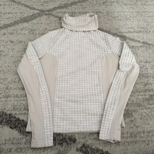 Nike Pro Hyperwarm Pullover Long Sleeve Turtleneck Training Top Beige Womens S